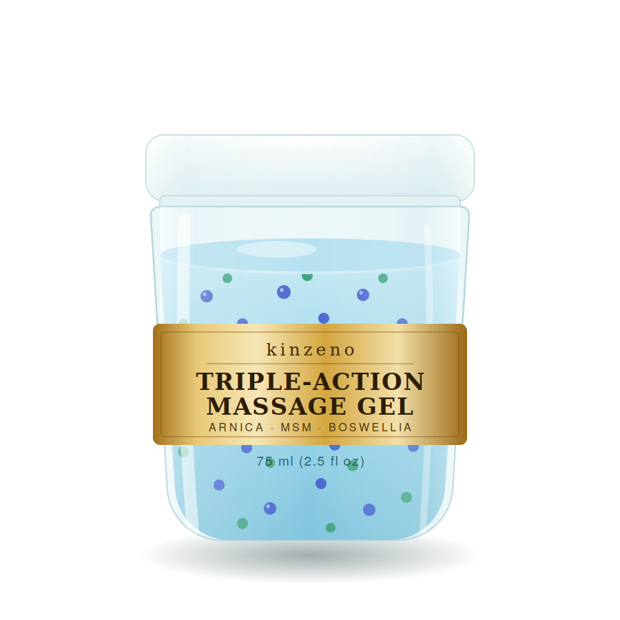 Kinzeno Triple-Action Massage Gel im Tiegel mit blauen und grünen Mikroperlen, 75 ml